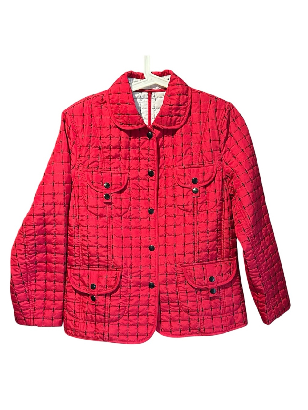 Marcona Red Quilted Button-Up Jacket